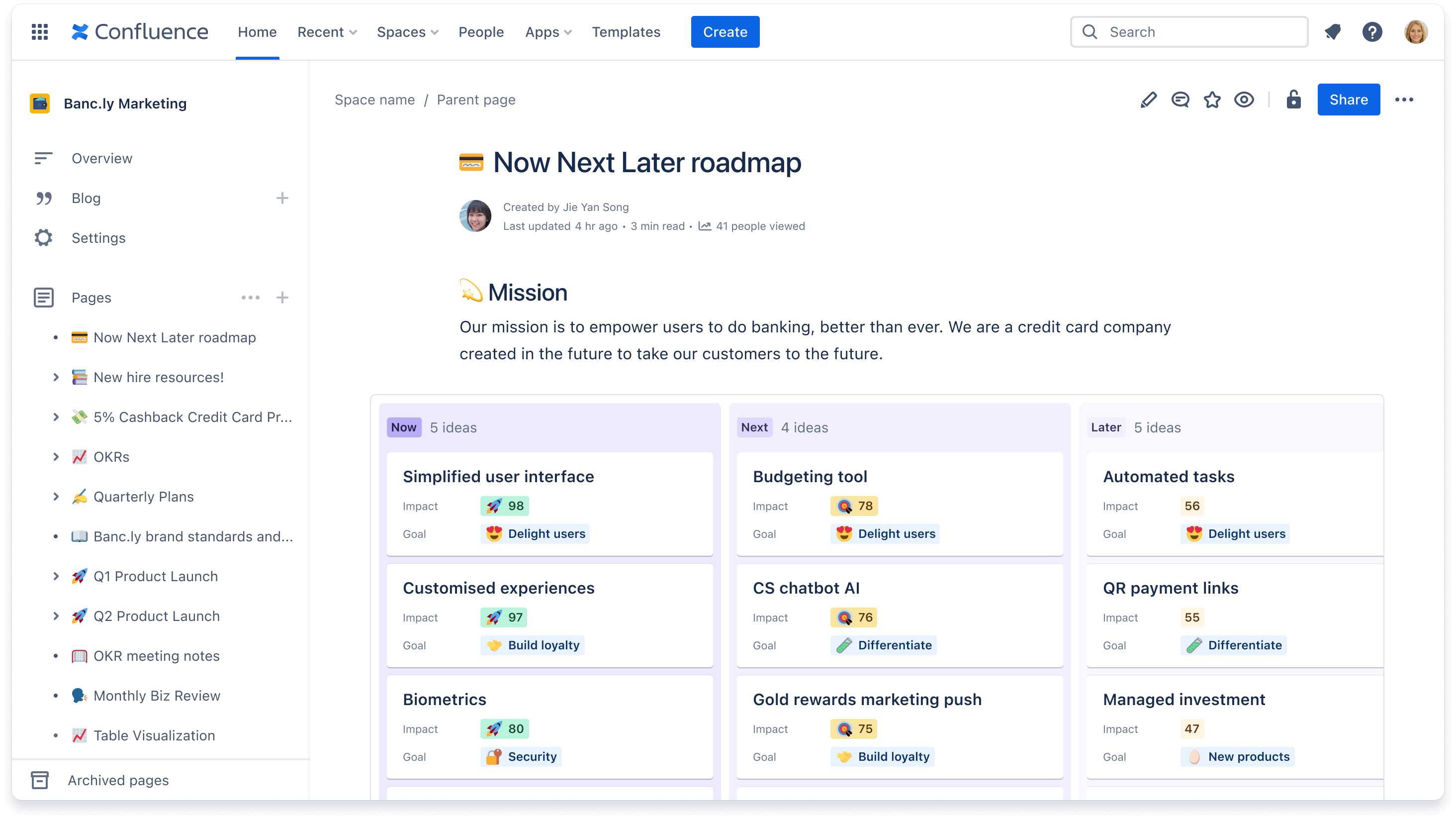 Visualizzazione Jira Product Discovery in Confluence