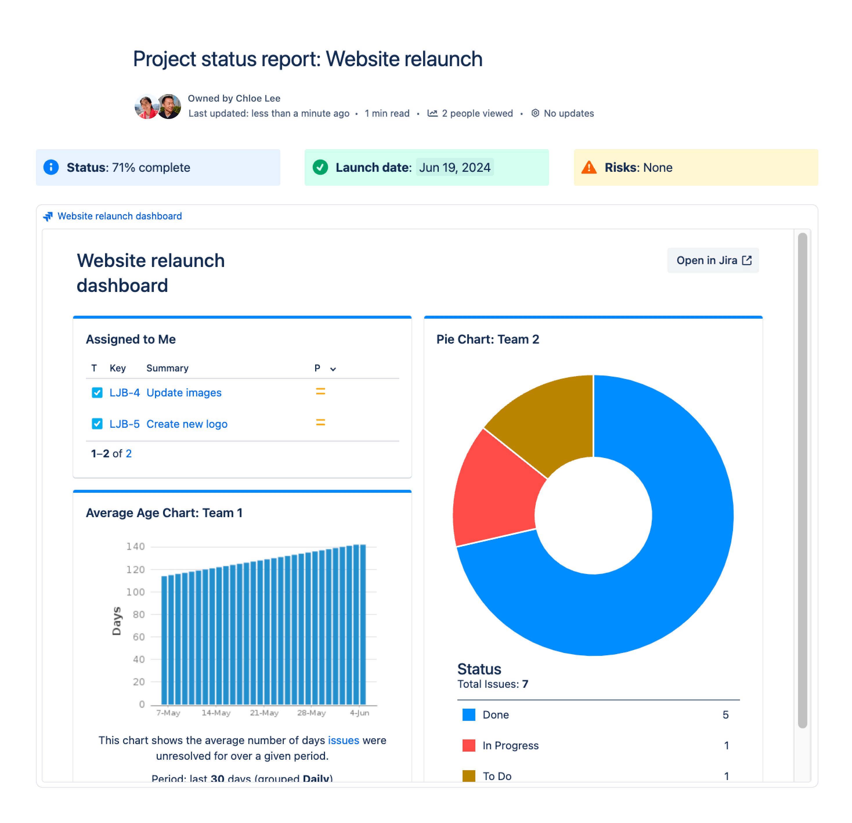 link intelligente Jira in Confluence