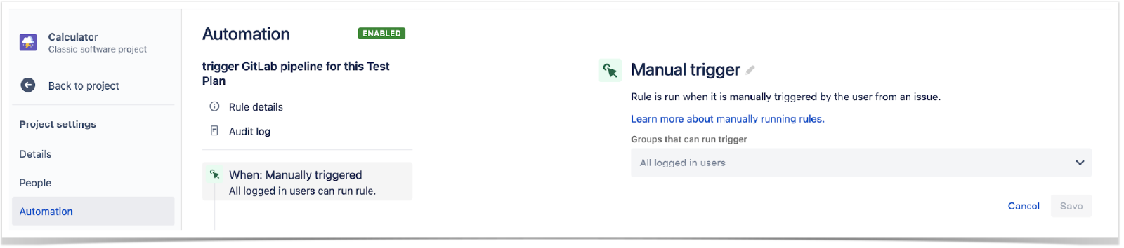 Erstelle in den Jira-Einstellungen unter "Automation" eine neue Regel