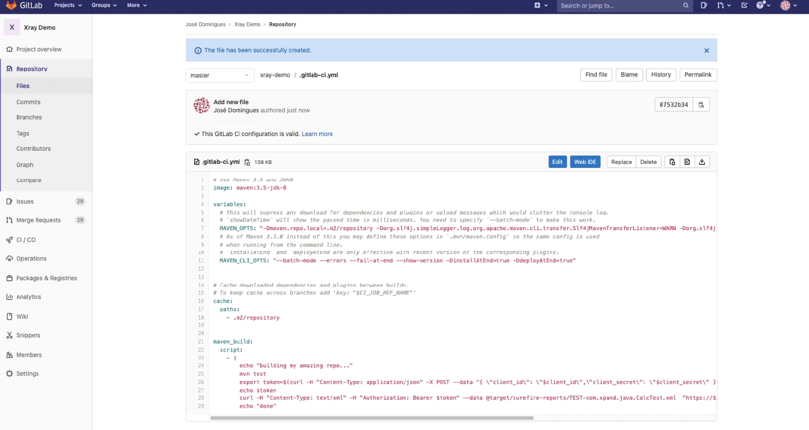 Clé de ticket du dépôt GitLab