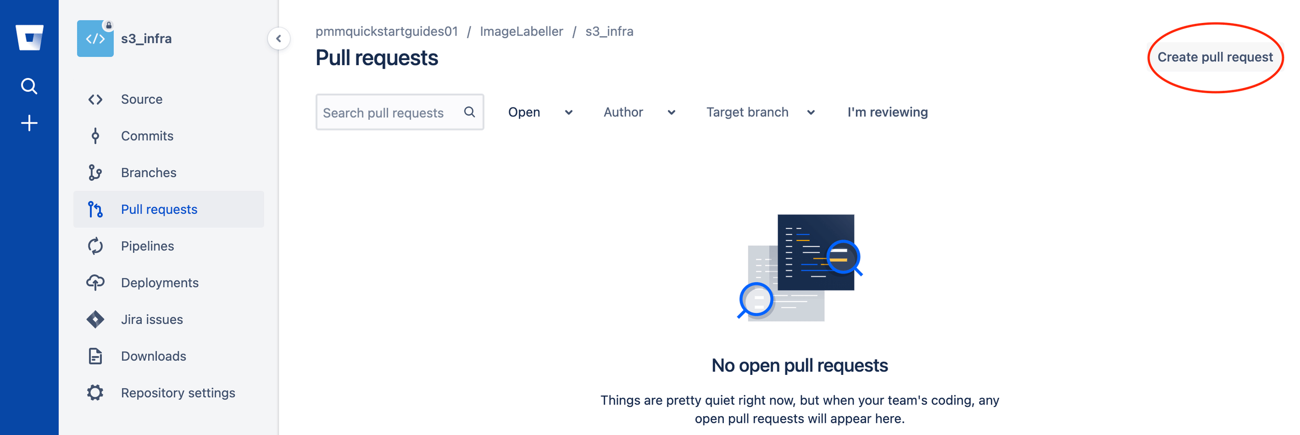 在 Bitbucket 中创建拉取请求