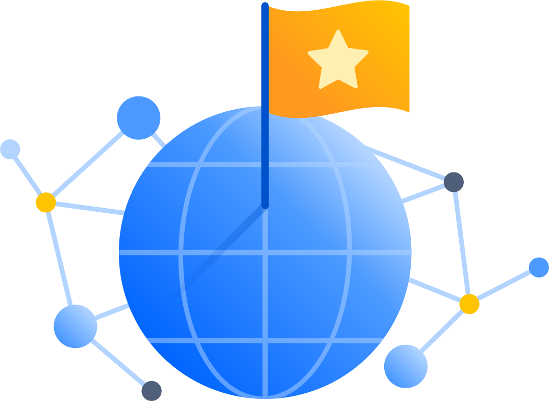 Globus mit Knoten und Stern