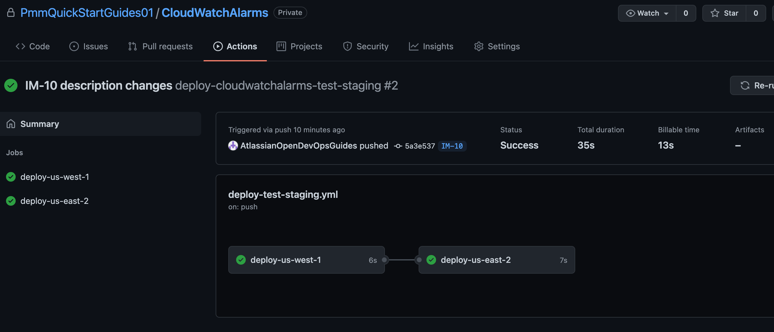 captura de pantalla de flujos de trabajo en ejecución en github