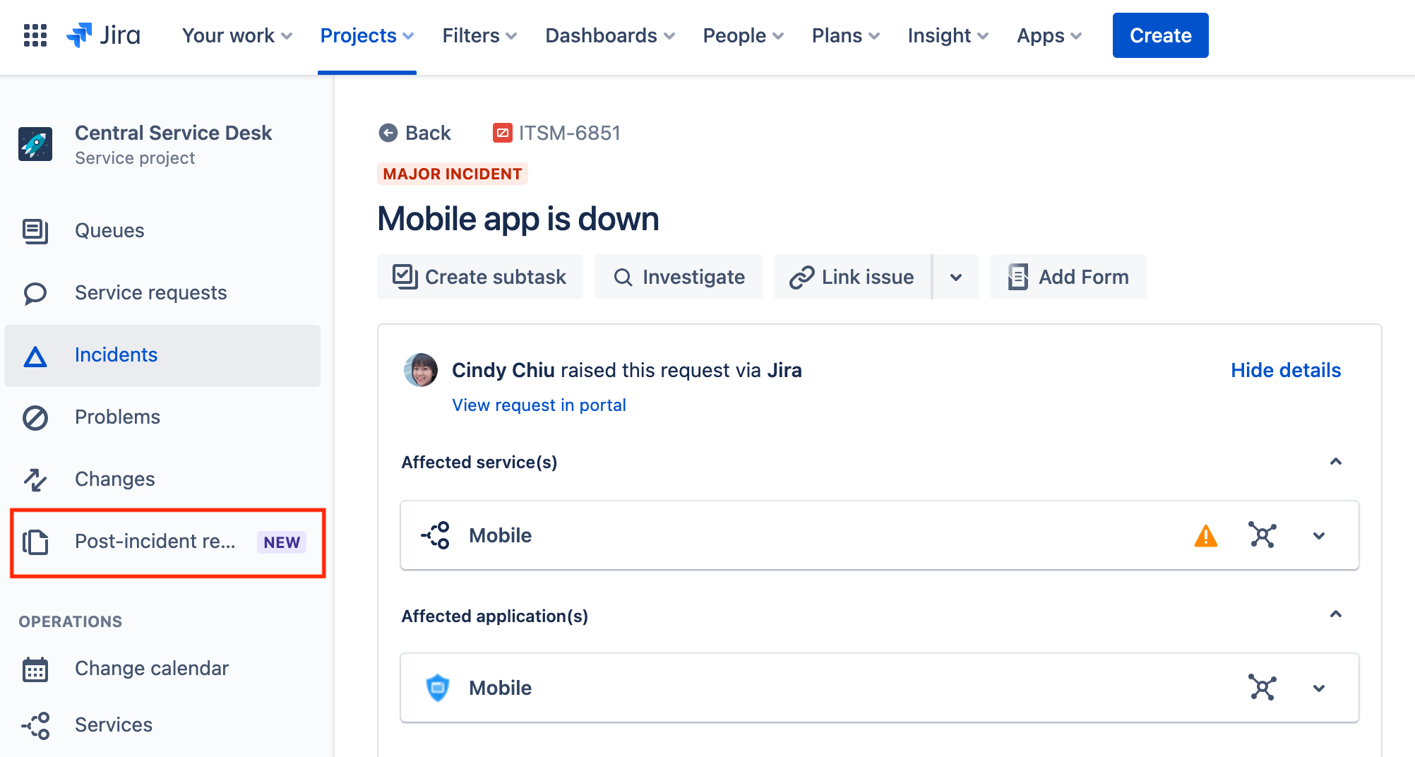 Получение доступа к анализу результатов реагирования на инцидент в Jira Service Management